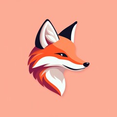 Obraz premium Colorful artistic depiction of a fox head with expressive features and a playful design on a pastel pink background