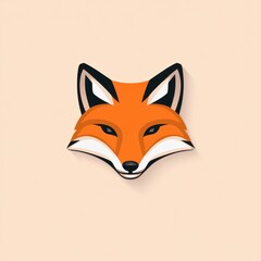 Obraz premium Stylized illustration of a fox head with vibrant orange and black colors on a light background