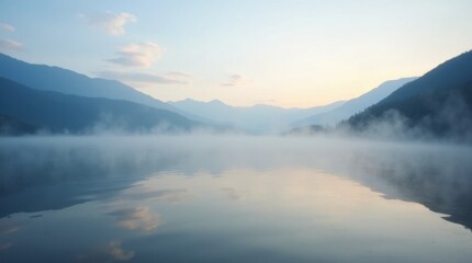 Fototapeta premium Misty Mountain Lake Dawn
