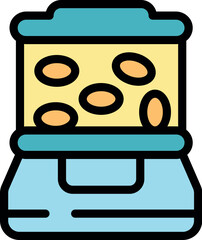 Pet dry food dispenser distributing kibble, ensuring a consistent supply of nutrition