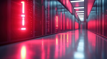 Red alert Server room data center corridor