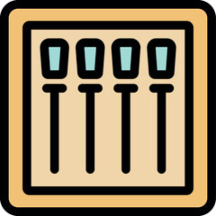 Four vertical levers on a control panel are ready for adjusting parameters and managing settings