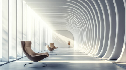 Futuristic Curved Architectural Interior wallpaper background