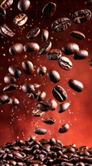 Fototapeta premium A Stunning Display of Coffee Beans in Motion