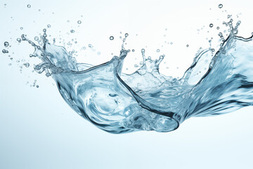 A dynamic water splash, frozen in time. The water droplets are suspended in mid-air, creating a sense of movement and energy.