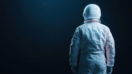 Naklejka premium Astronaut gazes into the depths of space, contemplating the mysteries of the universe and his journey beyond Earth