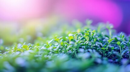 Vibrant green seedlings in soft light.