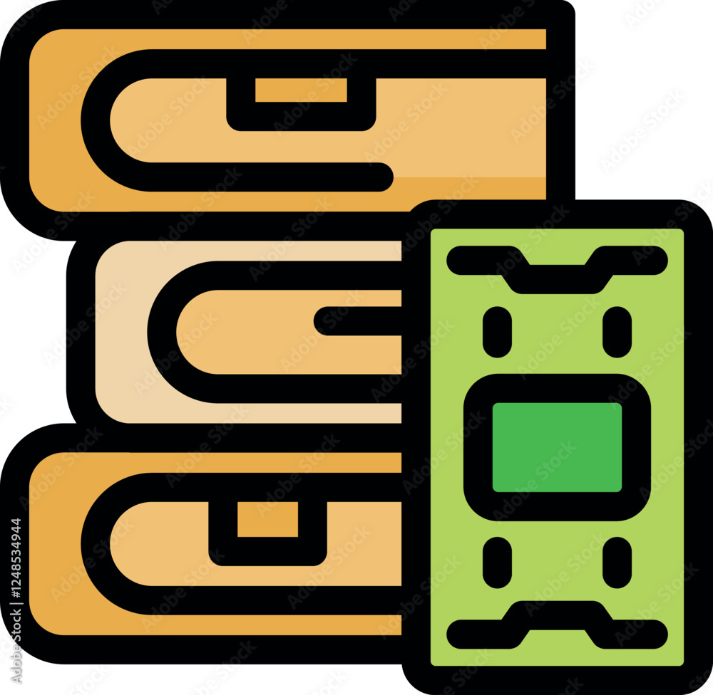 Poster server room hosting big data showing central processing unit and file storage, colored vector icon