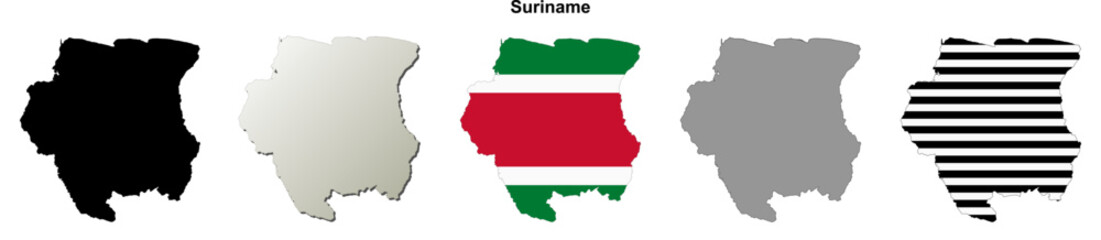 Suriname outline map set