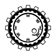 Geometric Black Gear Design on White Background