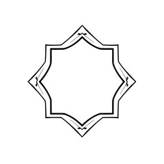 Geometric Eight-Pointed Star with Minimalist Black Outline on White Background, Abstract Design