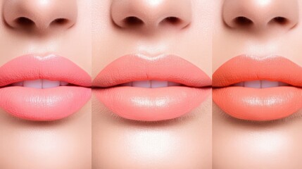 Different shades of lip color displayed on models showcasing a vibrant range for various looks and occasions
