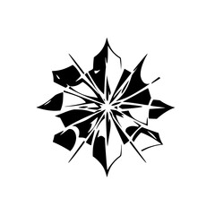 Obraz premium Black-and-white floral illustration of a spiky, abstract star-like design against a white background.