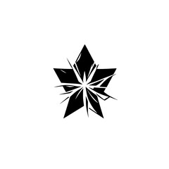 Obraz premium Black and white fractured star abstract isolated on white.