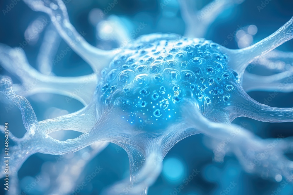 Aufkleber Microscopic view of a neuron, showcasing its intricate structure and complex network of dendrites and axon.