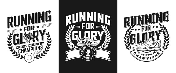Running for Glory T-Shirt Design - Celebrate Cross Country Champions with Bold Graphics! Perfect for Runners Who Embody Team Spirit and Dedication to Achieving Greatness!