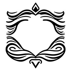 Ornate Black & White decorative frame, with organic wave-like forms and geometric shapes to create a symmetrical circular design.