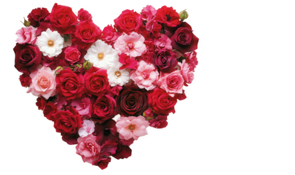 A heart composed of red and white roses