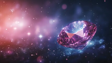 An Ethereal Illustration of Painite in a Cosmic Setting, Highlighting Its Unique Rarity and Otherworldly Beauty