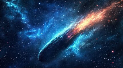 Obraz premium Comet blazing through nebula; space art