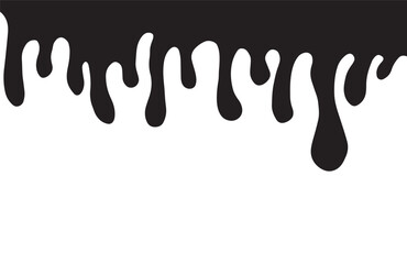Dripping border illustration. Dripping oil stain liquid ink black silhouettes on a white background. Thin line icons flat vector illustrations. Frame border with flowing black ink