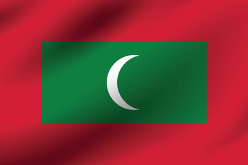 Maldives flag official colors and proportion digital vector illustration. Pleated flag.