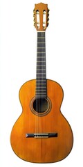 Fototapeta premium Vintage Acoustic Guitar on Crisp White Background: A Classic Music Object