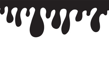 Flow blood dripping paint black images. Drop paint or sauce stain drips. Silhouette splash ink drops collection stock illustrations. Caramel drips vector ink flows