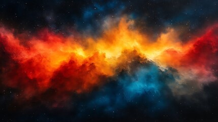Fototapeta premium Cosmic Nebula Fiery Orange And Blue Hues