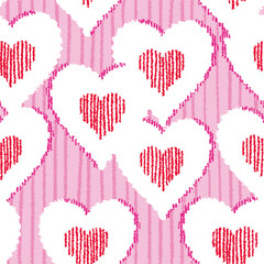 Hand Draw line Heart Stripe Seamless Pattern Wallpaper, Valentine's day Graphic Background 