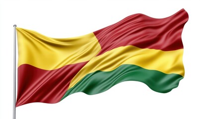 Naklejka premium Guinea-Bissau flag waving, white background, patriotic symbol, national identity