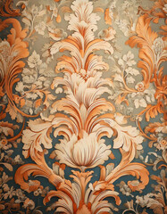 A classic European texture pattern of damask designs in soft, sophisticated shades