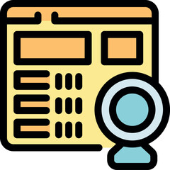 Website control panel with webcam for video call, live streaming, or online meeting, providing convenient communication and broadcasting tools