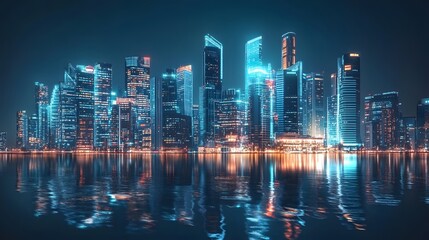 Obraz premium Futuristic Neon City Skyline