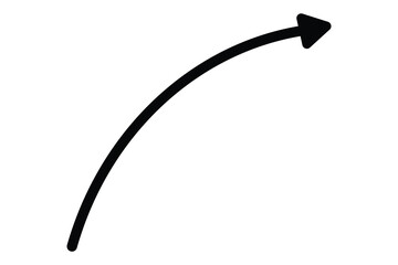 wave and curved long arrow icon, horizontal abstract long and thin arrow icon on white background.