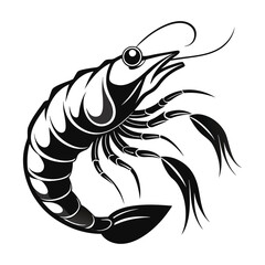Black lobster drawing, seafood symbol on white background.