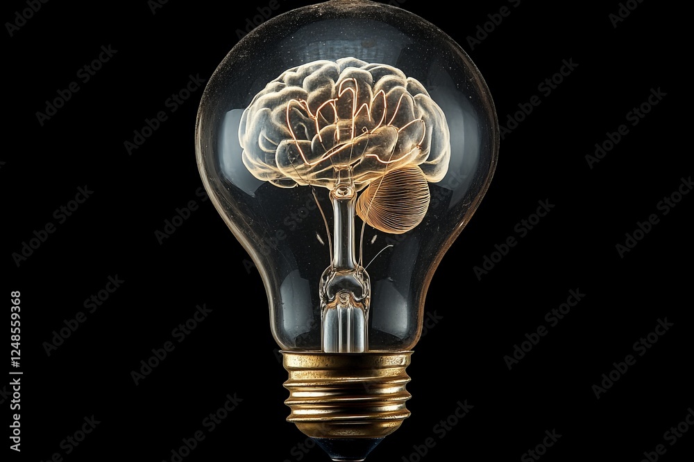 Aufkleber bright idea representing creativity and innovation with a brain inside a light bulb
