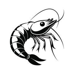 Black lobster drawing, seafood symbol on white background.