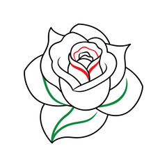 Art  and Illustration of a vector outline image of rose. Kids coloring book.