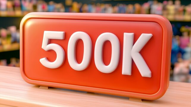 500K Celebration With Red Sign, Achievement Subscribers Counter Design, Social Media Milestone