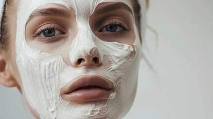 Fototapeta premium Smoothing Collagen Mask onto Skin for a Fresh Look