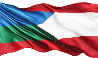 Fototapeta premium Waving flag of Dagestan, Russia, isolated, white background, patriotism, website