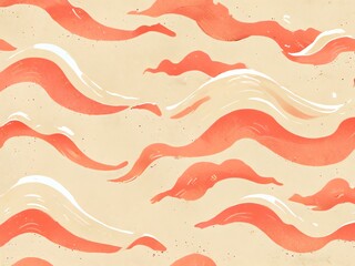 Abstract Coral and Beige Waves: A Seamless Texture