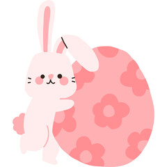 Cute Easter bunny with easter eggs