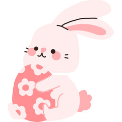 Cute Easter bunny with easter eggs