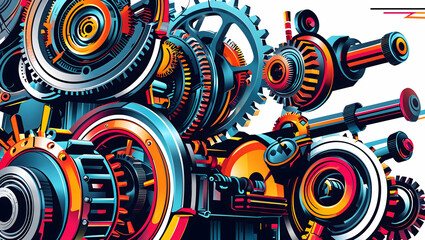 Obraz premium engine gear wheels, industrial background