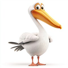 Obraz premium Funny pelican with a big beak, isolated on white background