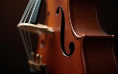 Fototapeta premium Close-up of a beautifully crafted violin, highlighting its elegant curves and craftsmanship.