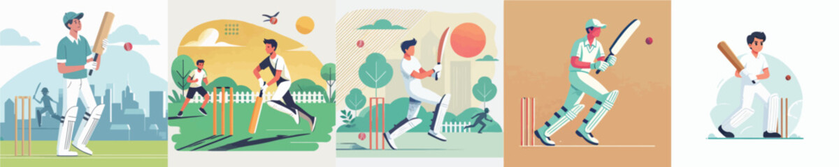vector of young man playing cricket