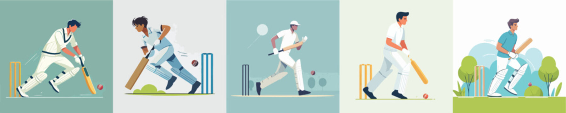 vector of young man playing cricket
